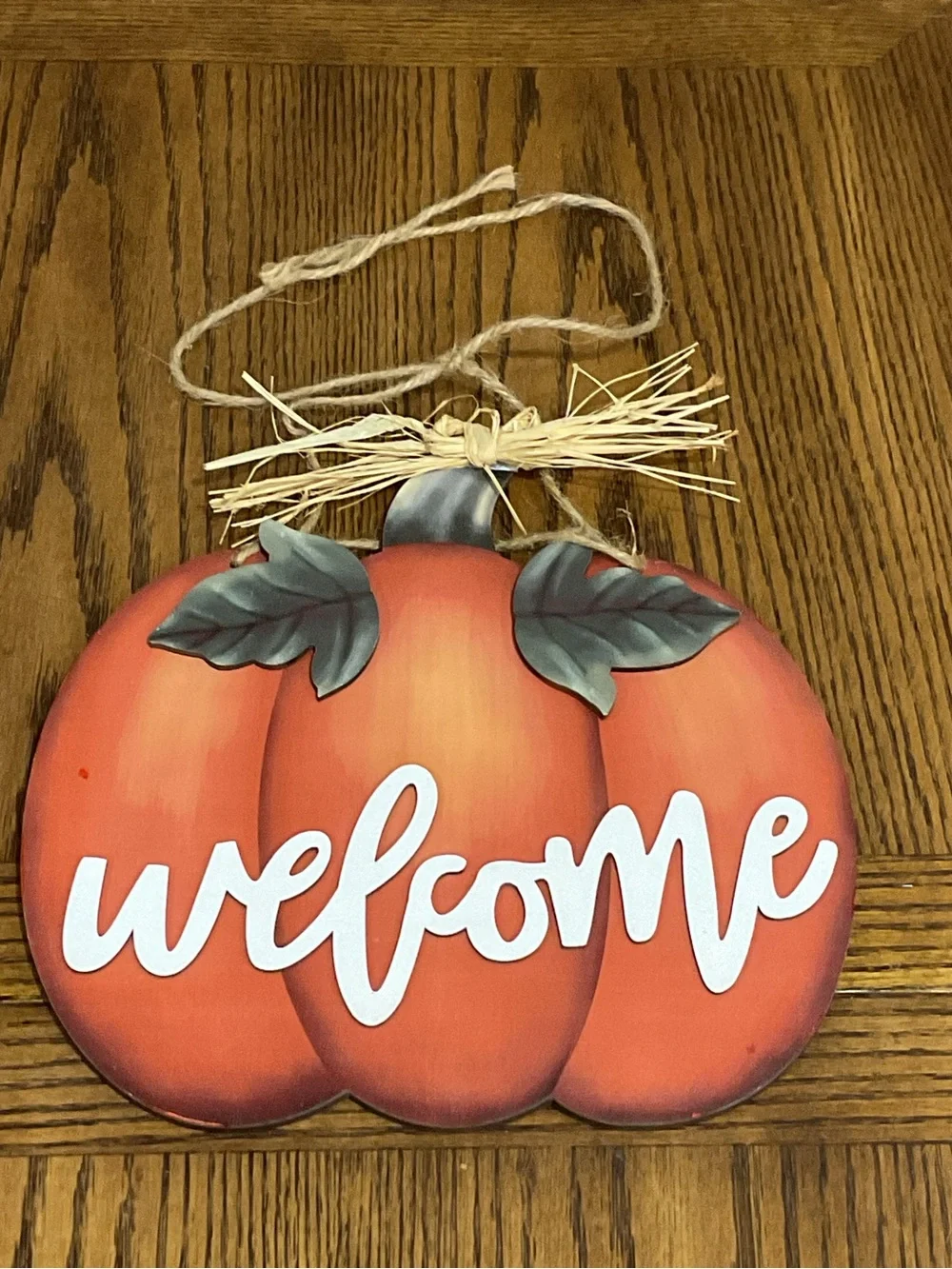 Welcome Pumpkin Door Hanger - Orange Home Holiday Decor